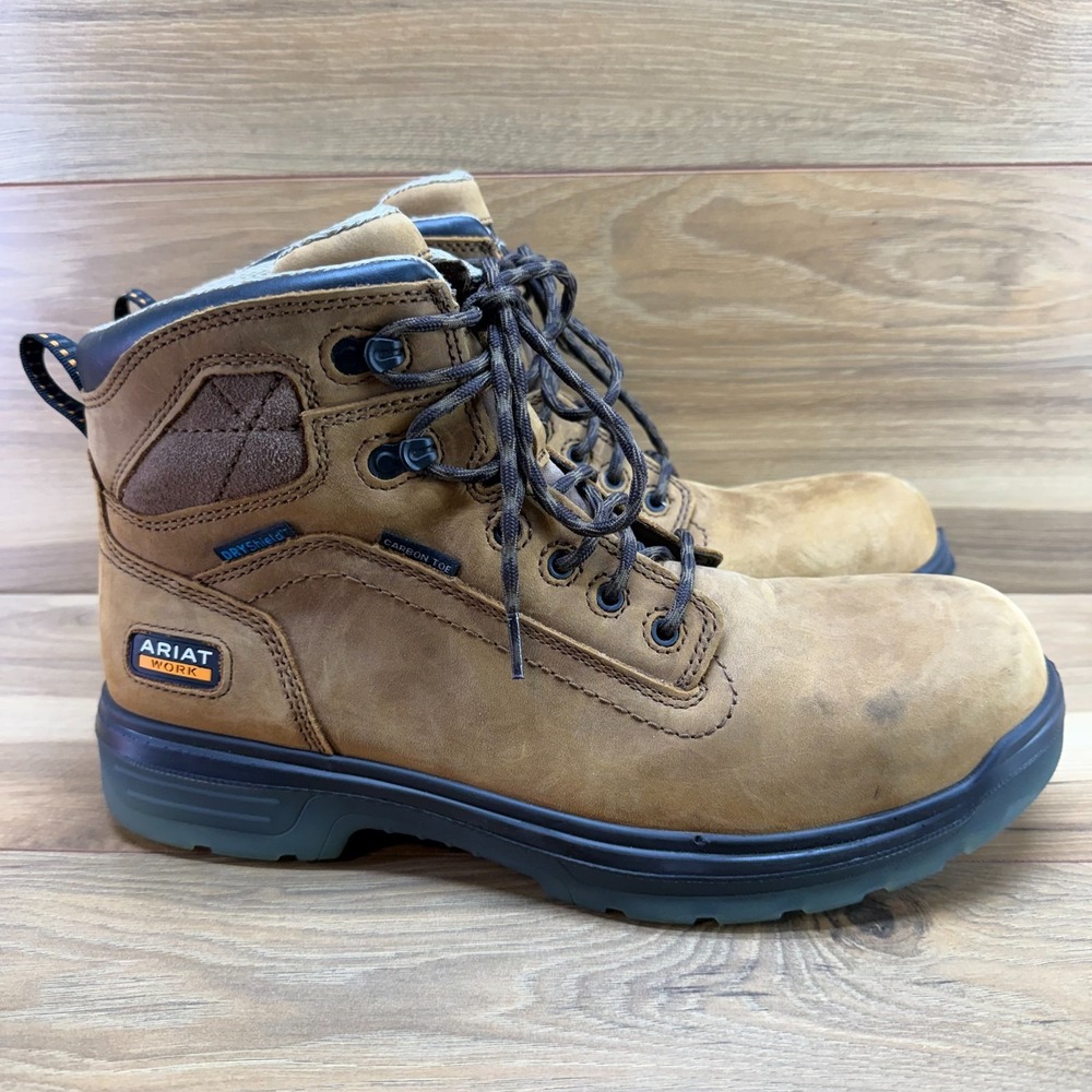 ARIAT Turbo 6" Waterproof Carbon Toe Work Boots Mens 11.5 D Tan Leather Oil Resi